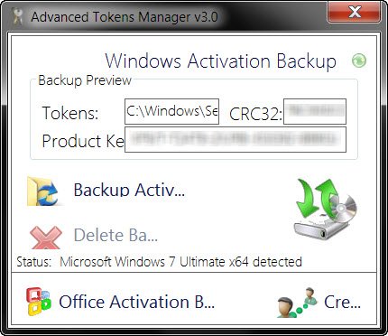 Advanced Tokens Manager を使用して Windows および Office アクティベーション トークン ファイルをバックアップする