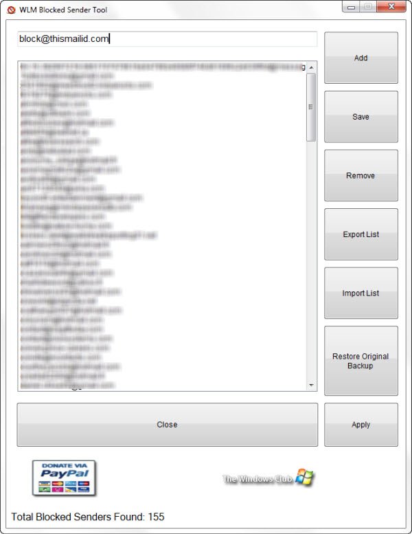 WLM ブロックされた送信者ツール: Windows Live メールのブロックされた送信者リストを管理する
