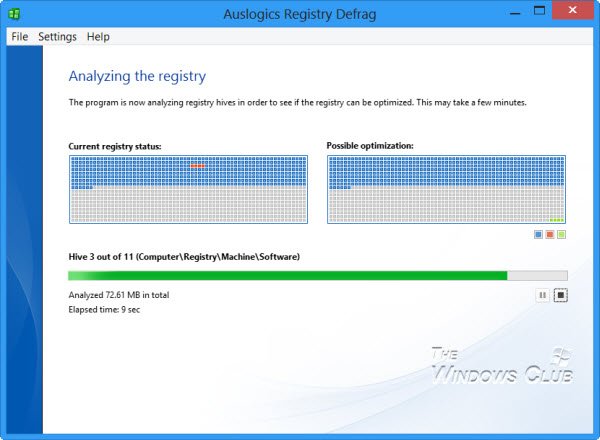 Windows レジストリをデフラグする無料のレジストリ デフラグ ツール