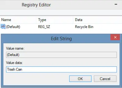 Windows 11/10のすべてのユーザーのレジストリを介してごみ箱の名前を変更する