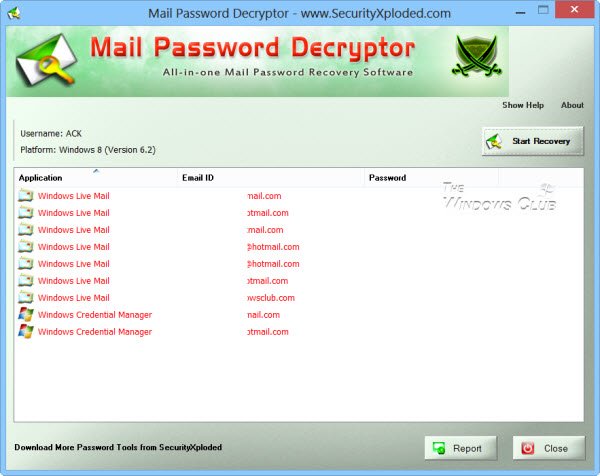 Mail Password Decryptor を使用してメールクライアントから忘れたパスワードを回復する