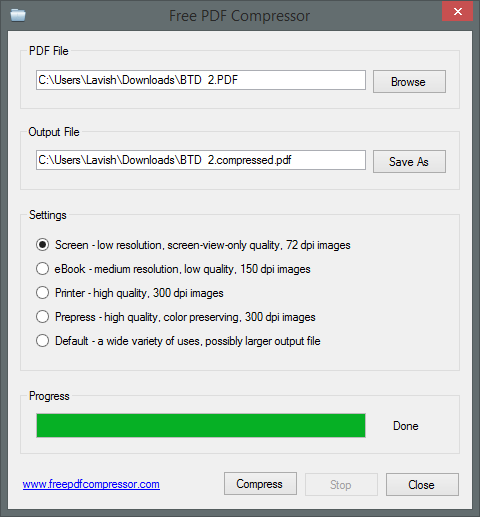 Windows PC で PDF ファイルのサイズを縮小する無料の PDF 圧縮ツール