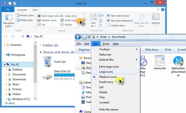 Resize Explorer icons