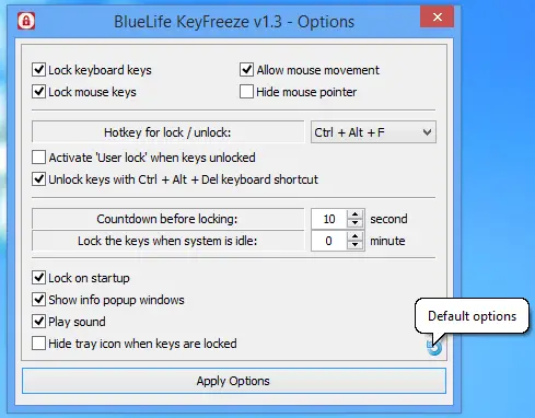 BlueLife KeyFreeze を使用して Windows のキーボードとマウスをロックする