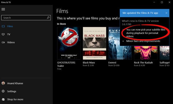 Windows 11/10の映画＆TVアプリに外部字幕を読み込む