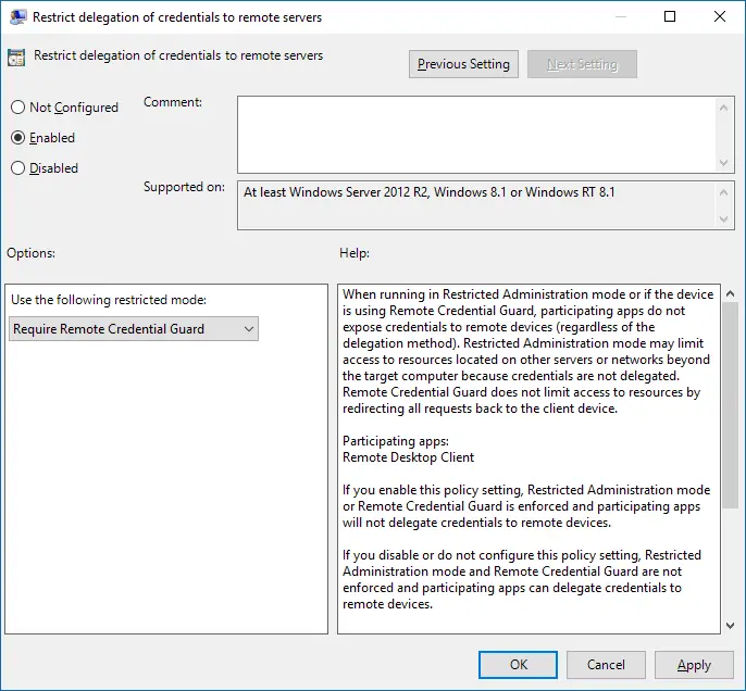 Remote Credential Guard は Windows 11/10 のリモート デスクトップ資格情報を保護します