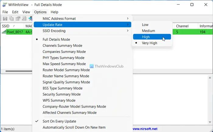 WifiInfoView: Monitor and get detailed information on Wi-Fi networks around you