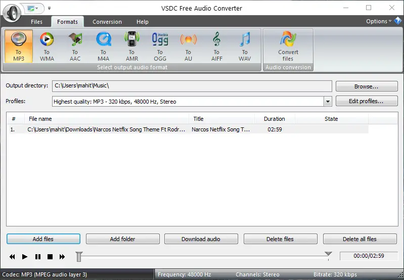 VSDC Free Audio Converter は、PC 用の総合的なオーディオ変換ツールです。