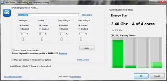 ParkControl: Windows 11/10 のコア パーキングと CPU 周波数スケーリング設定を調整する