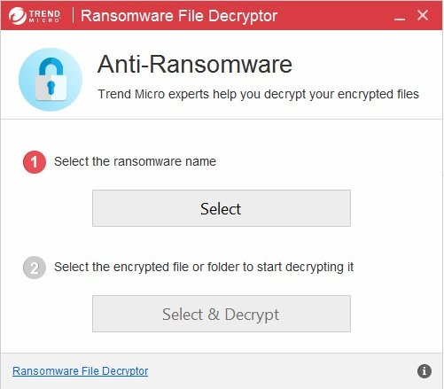 Trend Micro Ransomware File Decryptor は、ランサムウェアによって暗号化されたファイルを復号します。