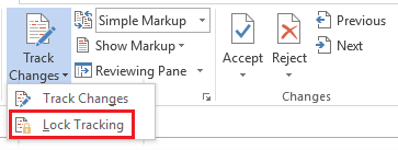 Lock changes in Word