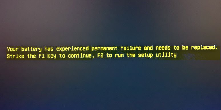 バッテリーに永続的な障害が発生したため、交換する必要があります