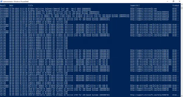 PowerShell またはコマンド プロンプトを使用して Windows Update 履歴を確認する方法