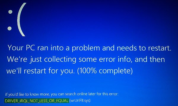 Windows 11/10 での DRIVER_IRQL_NOT_LESS_OR_EQUAL、0x000000D1、停止エラー