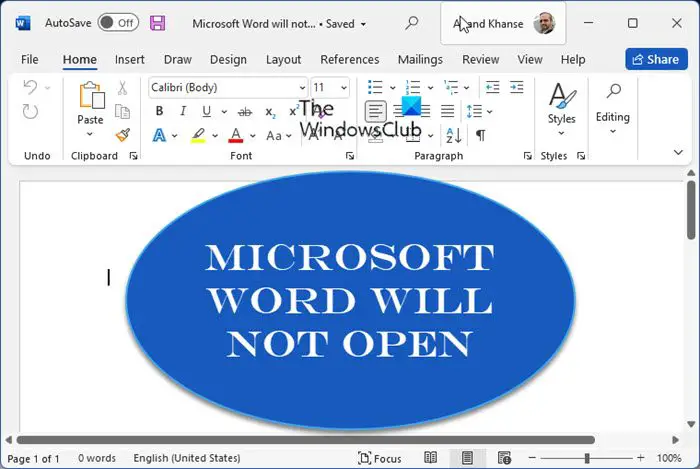 Microsoft Wordが開かず、正しく実行できない問題を修正