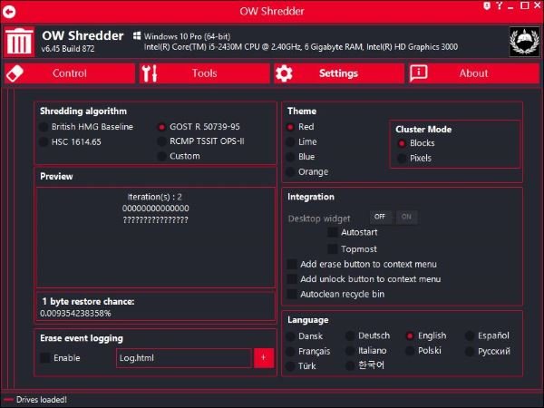 OW Shredder を使用してデータを消去し、誰も復元できないようにします