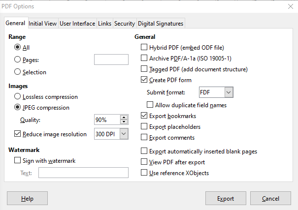 LibreOffice で入力可能な PDF フォームを作成する方法