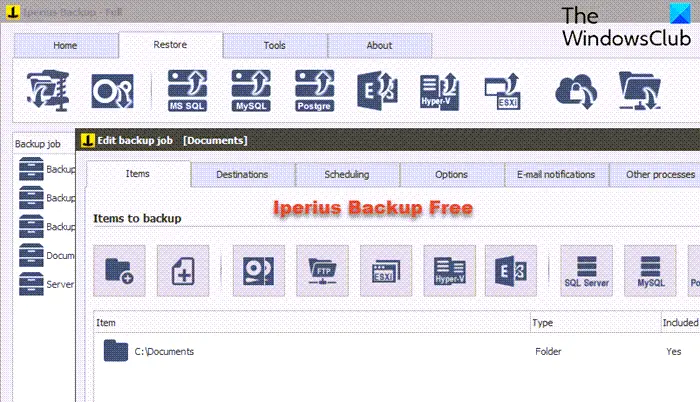 Iperius Backup は、Windows PC および Windows Server 用の無料のバックアップ ソフトウェアです