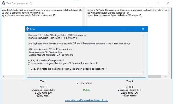 Windows 11/10用のText Comparatorソフトウェアを使用して2つのテキストファイルを比較します