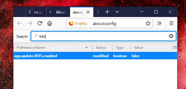 Firefox が Windows BITS サービスを使用してアップデートをダウンロードするのをブロックする