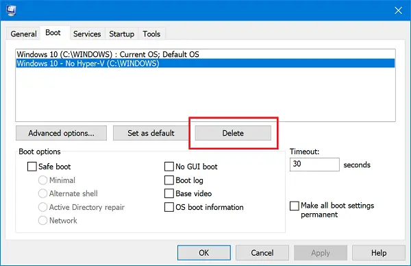 MSConfig Delete Boot Entry