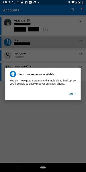 Android および iPhone で Microsoft Authenticator アプリのクラウド バックアップをオンにする