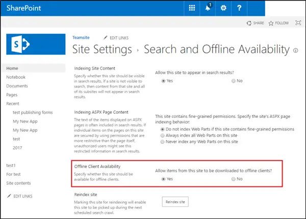 SharePoint ドキュメント ライブラリの同期を有効または無効にする方法