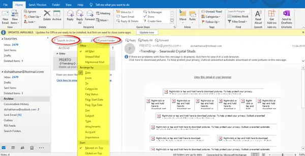 Outlook でメールをアーカイブし、アーカイブされたメールを取得する方法