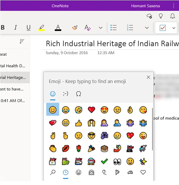 OneNote for Windows 11/10 にグラフィック ステッカーまたは絵文字を追加する方法