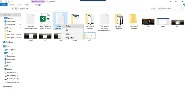 Restore Deleted Files and Folders from the Recycle Bin