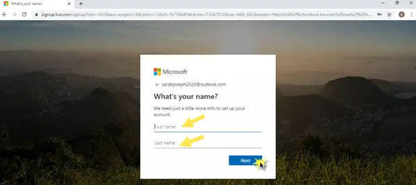 Sign up Microsoft Outlook Acount - The Windows Club