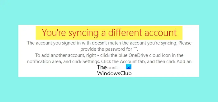 Windows または Mac で別のアカウントの OneDrive エラーを同期しています