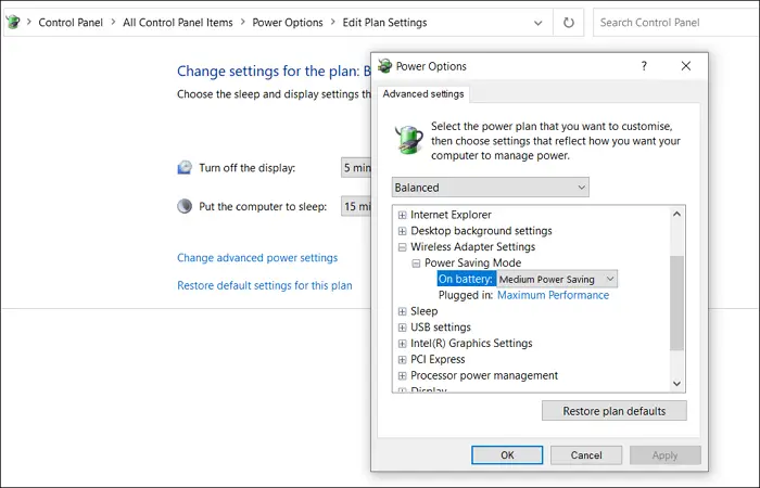 Change Wireless Adapter Settings Power Mode