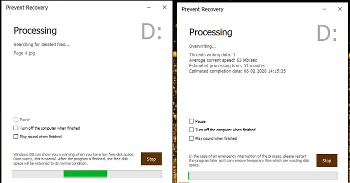 Overwriting of Files with Prevent Recovery