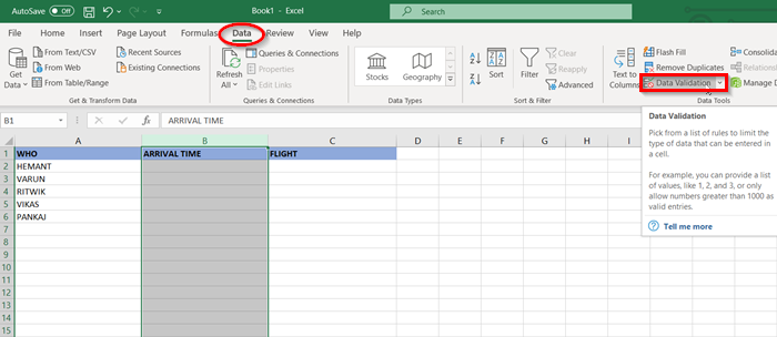 Excel セルにデータ検証を適用する方法