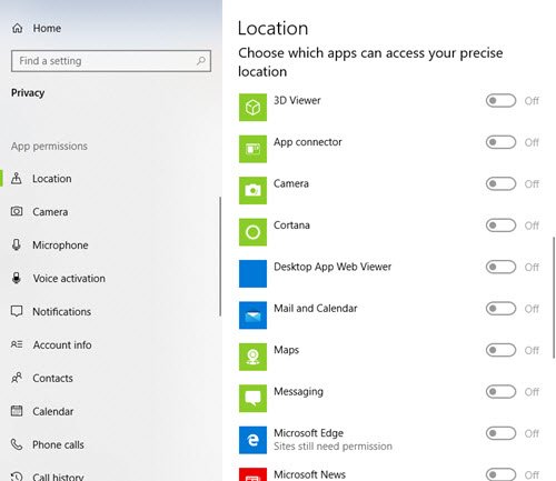 Windows 10 Privacy Settings