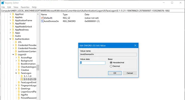 Automatically dismiss the lock screen if Windows recognizes your face not working