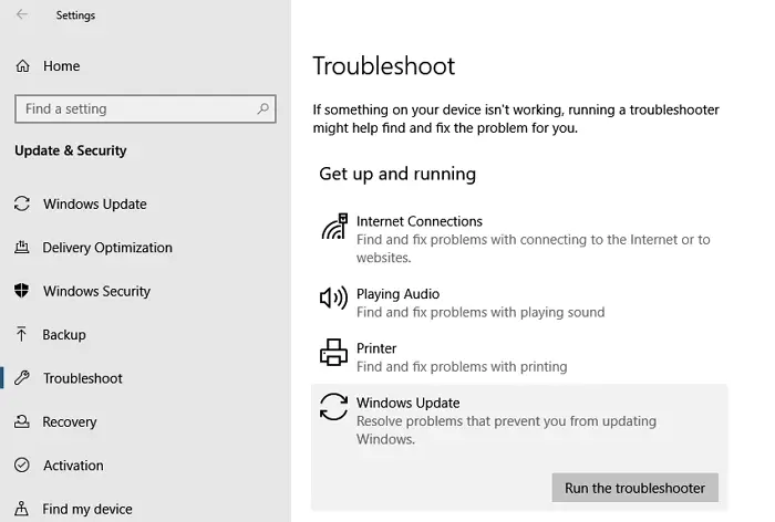 Windows Update Troubleshooter