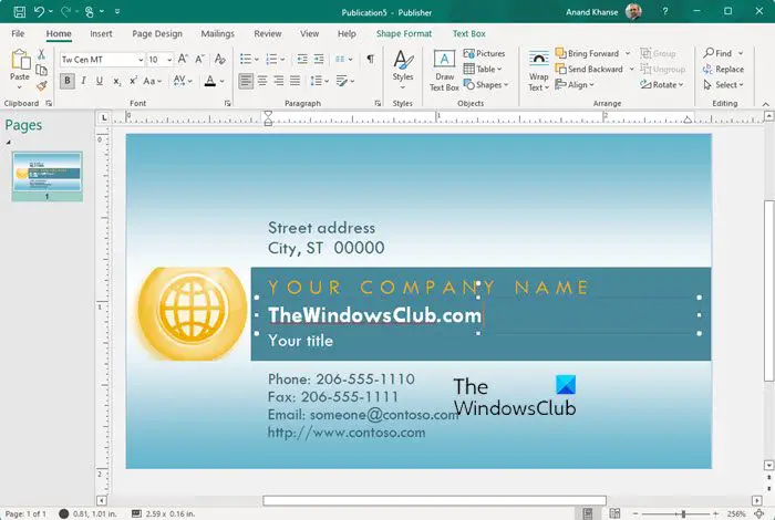 Microsoft Publisher を使用して名刺を作成する方法