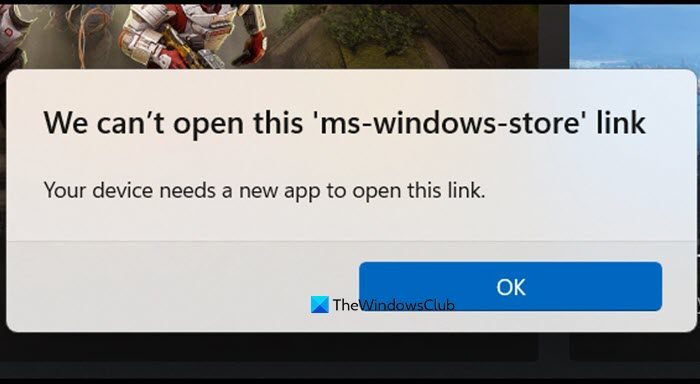 この ms-windows-store を開くには新しいアプリが必要です