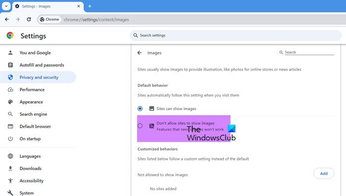 ブラウジング中に Chrome、Edge、Firefox で画像を無効にする