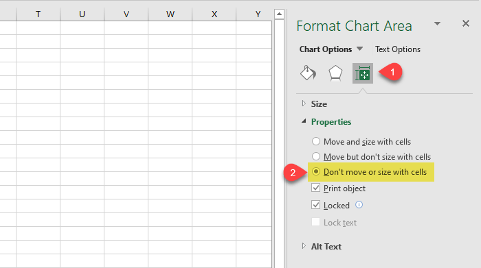 Excel スプレッドシートでグラフの位置をロックする方法