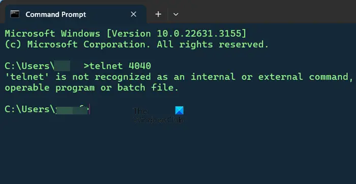 Windows 11/10 で Telnet が内部コマンドまたは外部コマンドとして認識されない