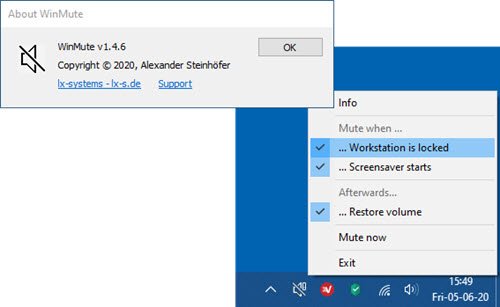 Windows PC の WinMute を使用してシステム ロック時に音声を自動的にミュートする