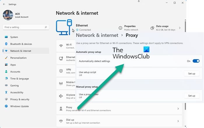 Configure Proxy Server Settings in Windows 11