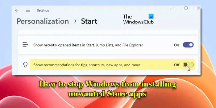 Windows が不要なストア アプリをインストールしないようにする方法