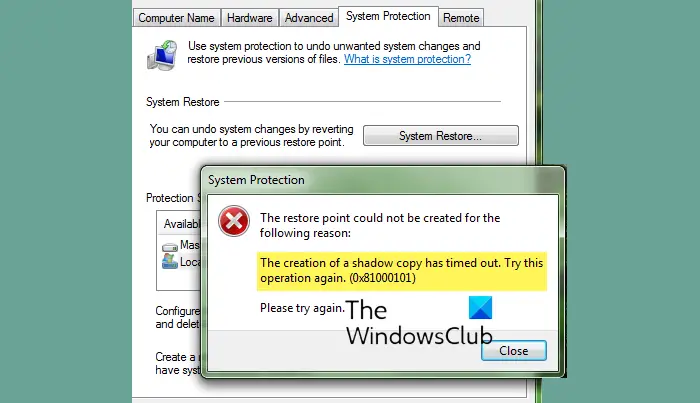 0x81000101, The creation of a shadow copy has timed out