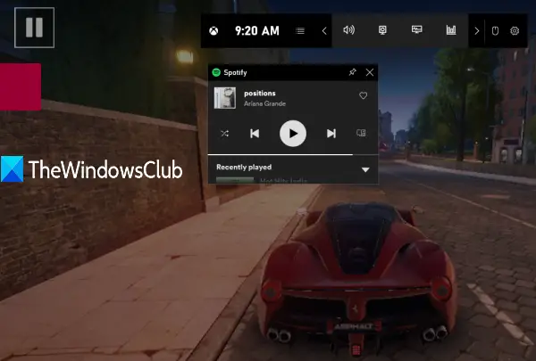 Windows PC の Xbox Game Bar 経由で PC ゲームで Spotify を使用する方法