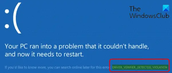 Windows 11/10でのDRIVER VERIFIER DETECTED VIOLATIONブルースクリーンエラーを修正