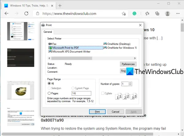 Enable System Print Dialog in Microsoft Edge